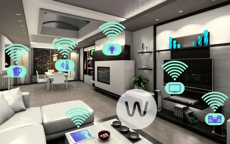 room with smart home technology enabled
