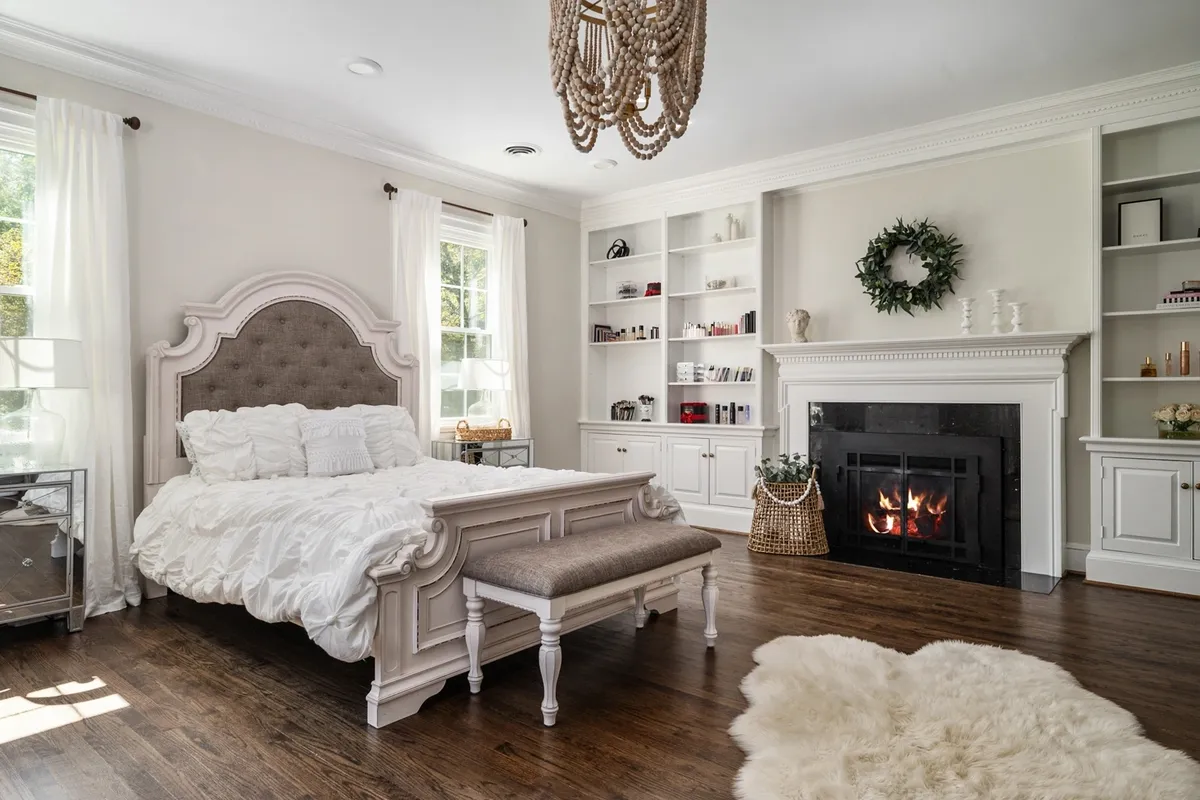 renovated bedroom at historic caves valley by parker design build remodel in maryland