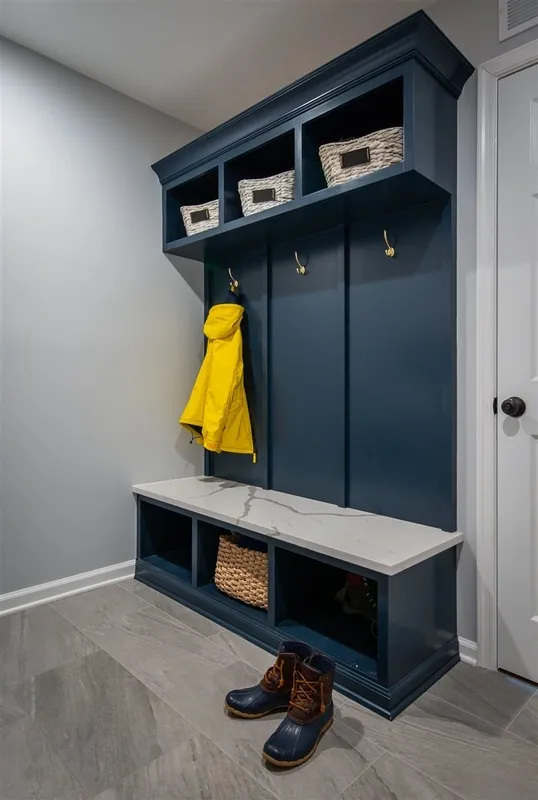 mudroom with new cubbies