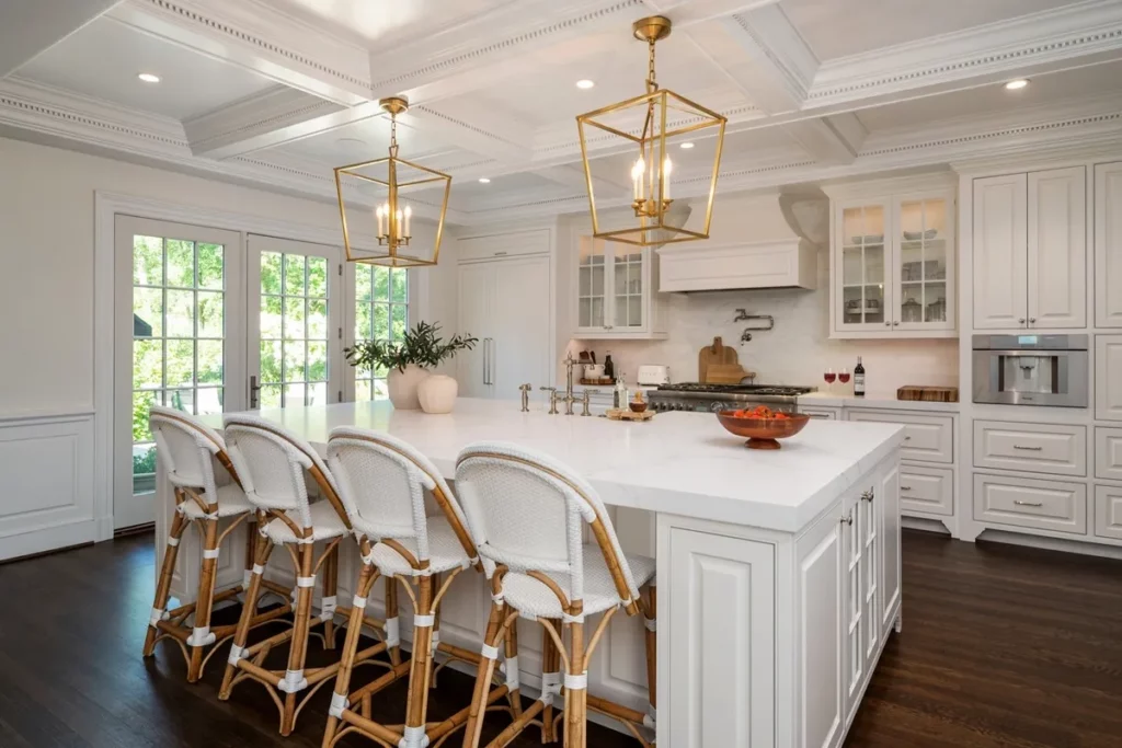 kitchen featuring coffered ceiling which adds depth and dimension to the new kitchen design in caves valley