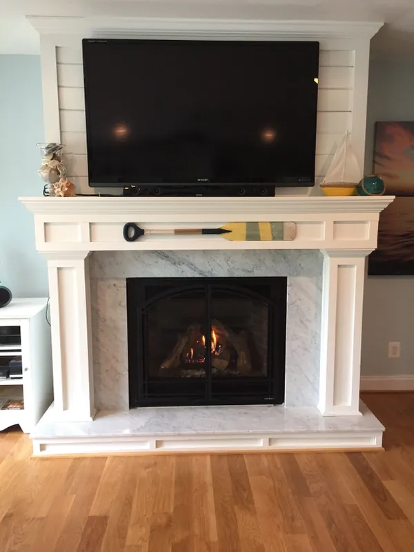 clapboard fireplace