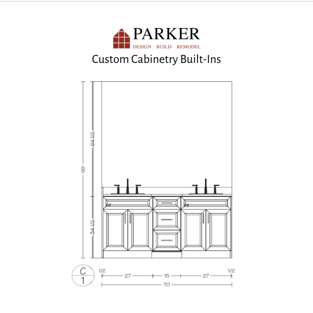 custom cabinet drawings and built-ins roland park