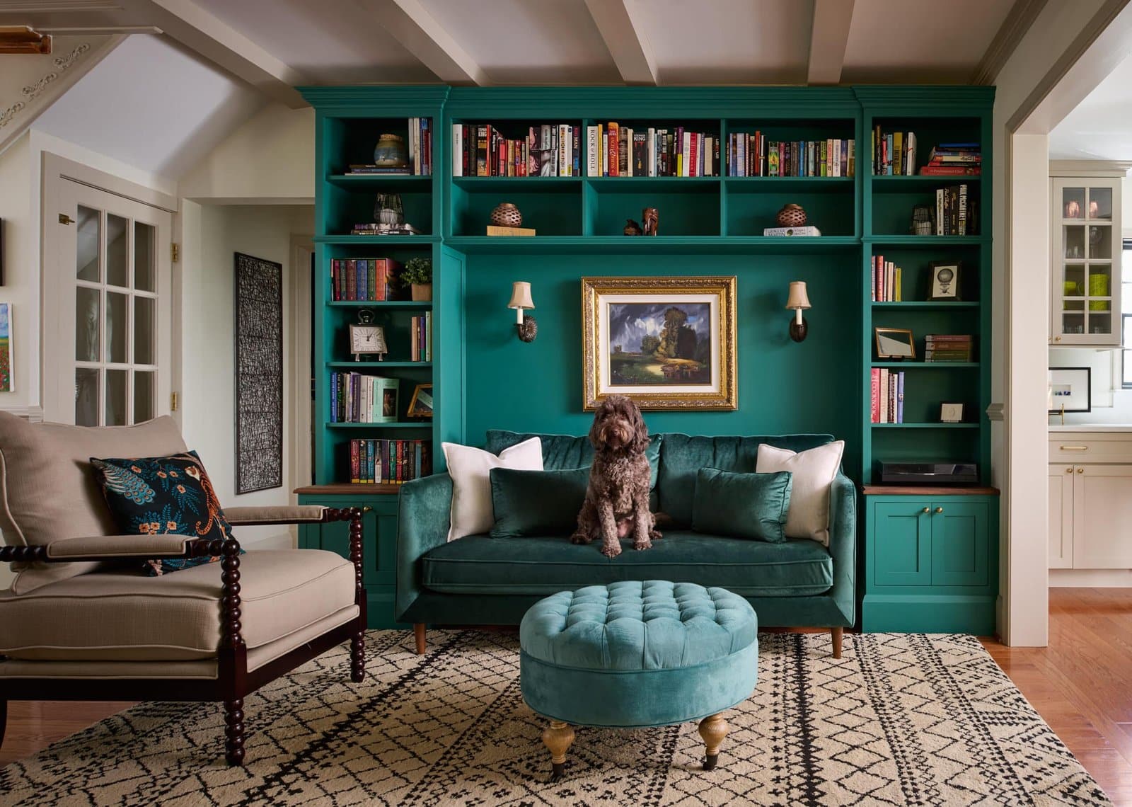 teal built-in cabinetry renovation project by Parker Design Build Remodel