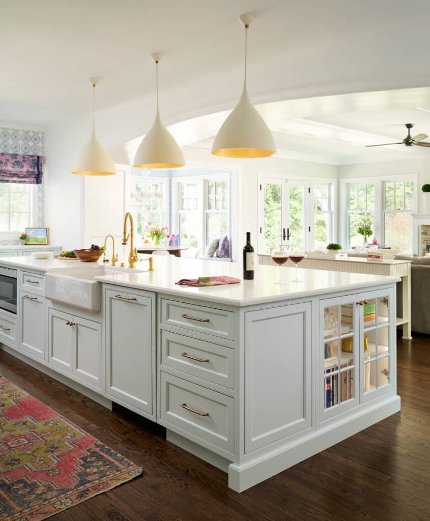 custom kitchen renovation riderwood, md, visual comfort lighting pendants